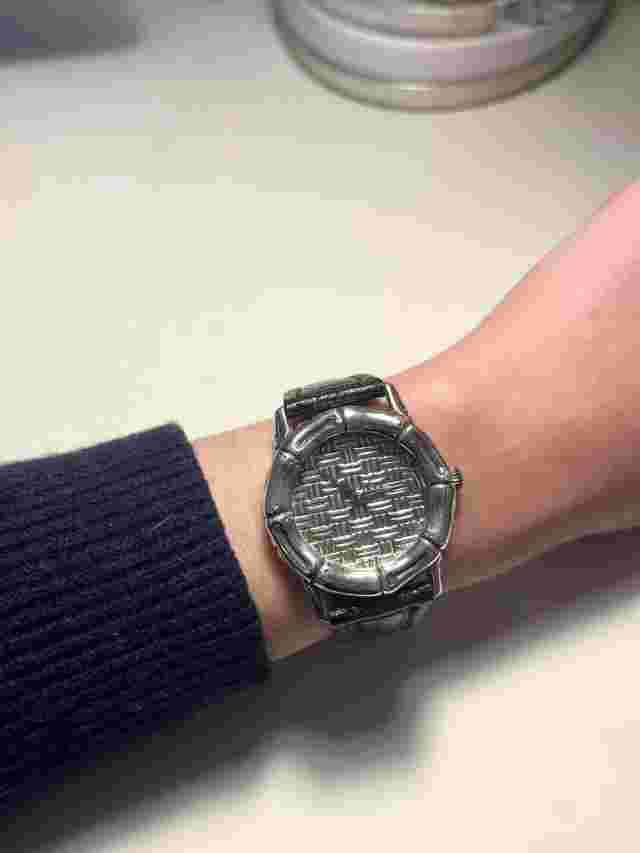John Hardy Sterling Silver Watch With Genuine Crocodile Band Working Condition