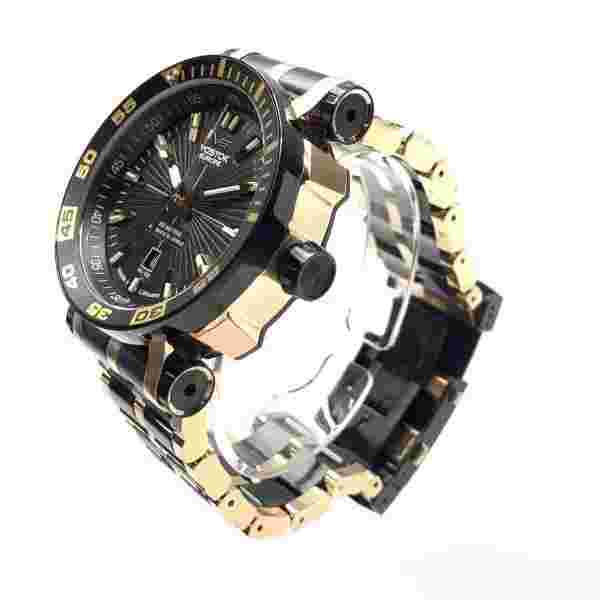 Wristwatch USED VOSTOK EUROPE Energia Men's Automatic Black Gold Date Stainless