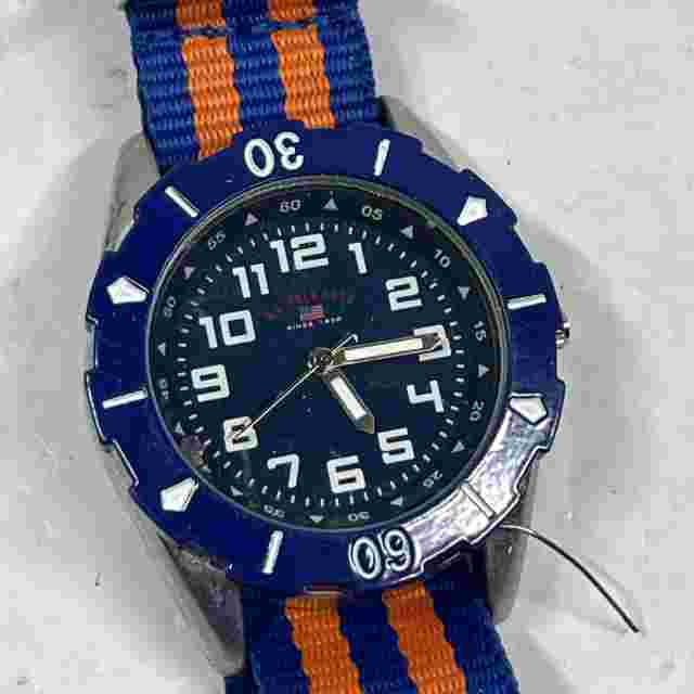 (BROKEN BADLY) U.S. Polo Assn. Sport Mens Sport Watch with Blue n Orange Band