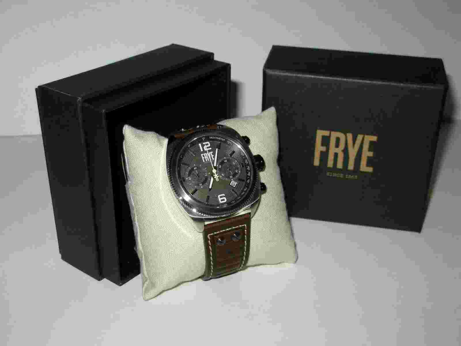 Frye Moto Engineer Chrono 48mm Grey Dial Brown Leather Men's Watch Fr00008-04