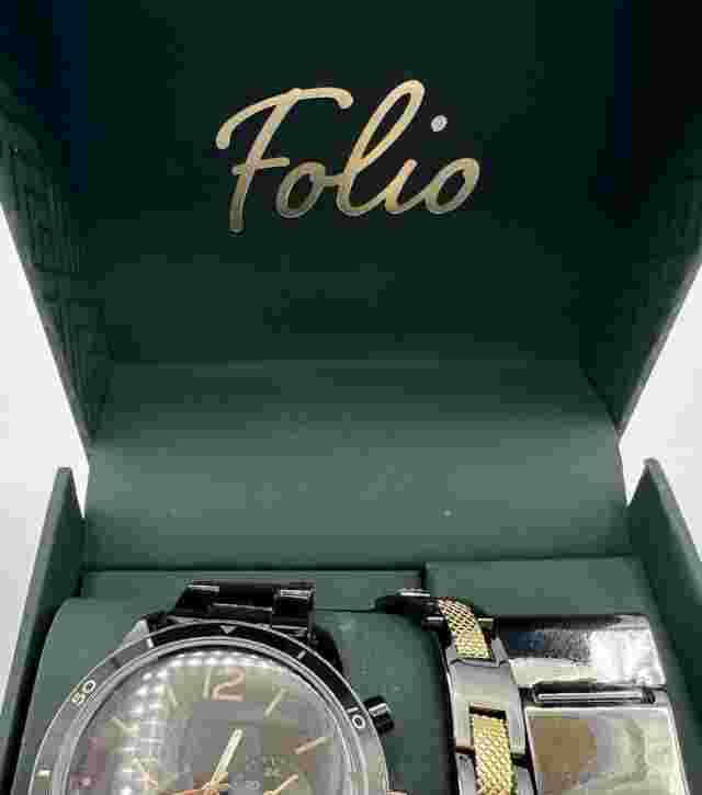 Men’s Folio Watch ￼bracelet And Money Clip Black Round Face