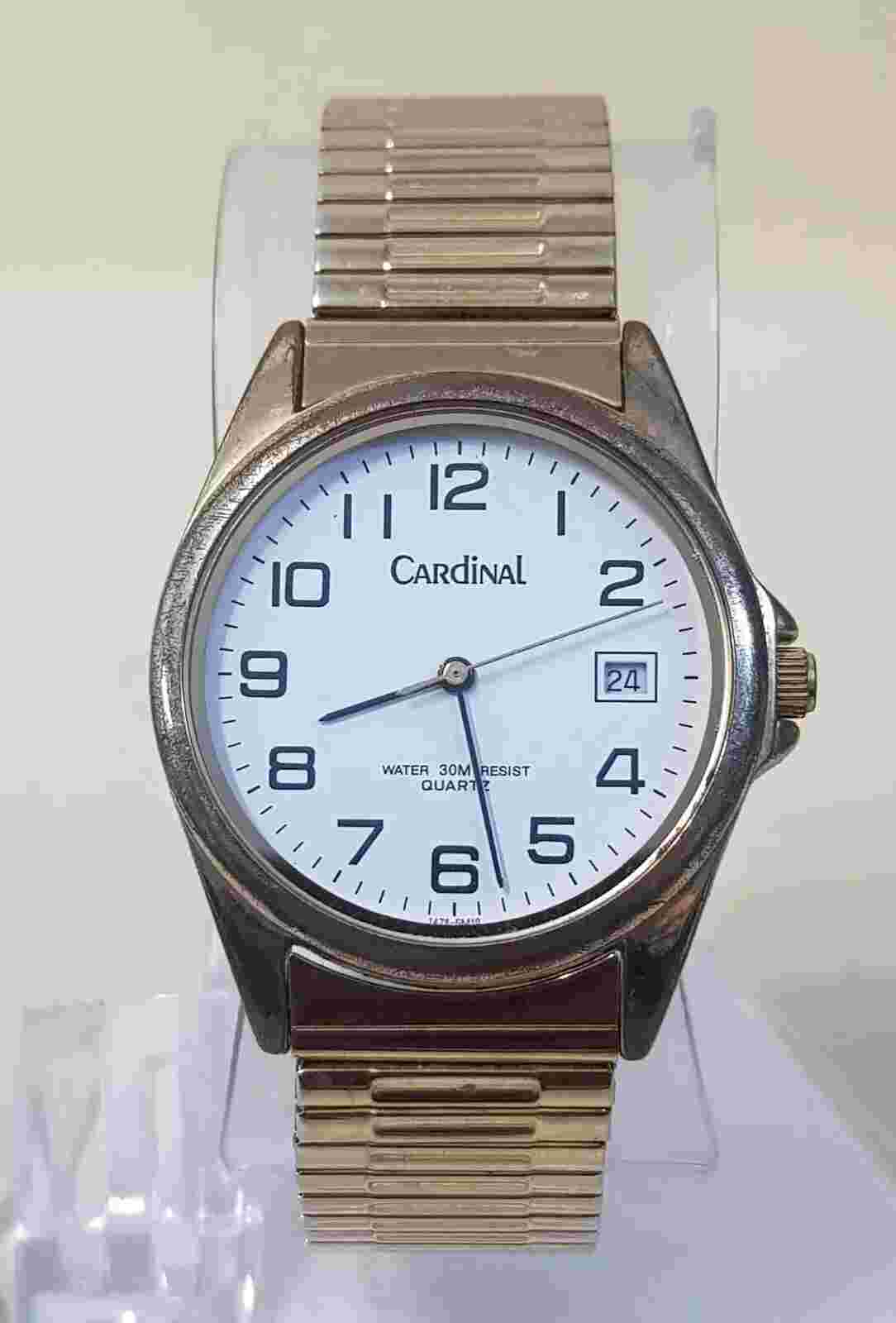 Cardinal Gold-Tone White Dial Date Watch W/ Expansion Band...NEW BATTERY