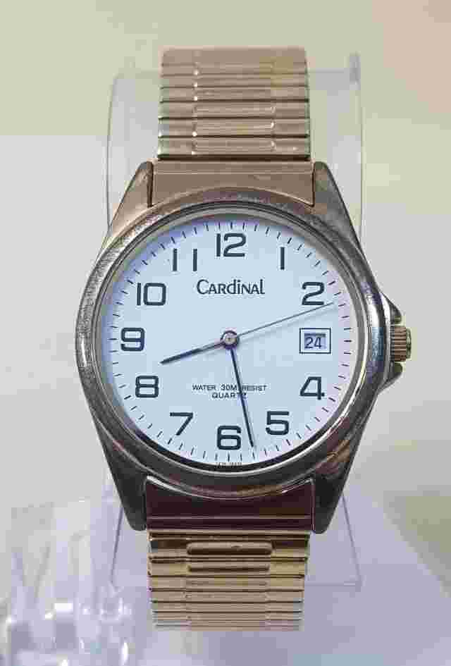 Cardinal Gold-Tone White Dial Date Watch W/ Expansion Band...NEW BATTERY