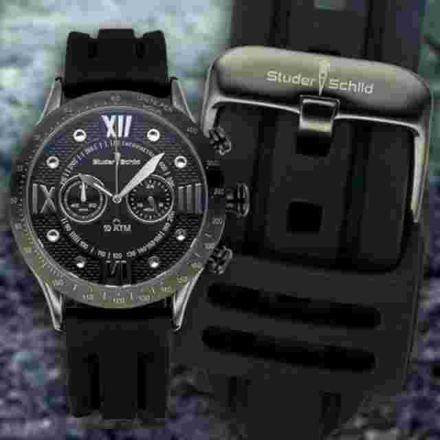 NEW Studer Schild 1229M Mens Limited Edition Black Dial Jet Black Silicone Watch
