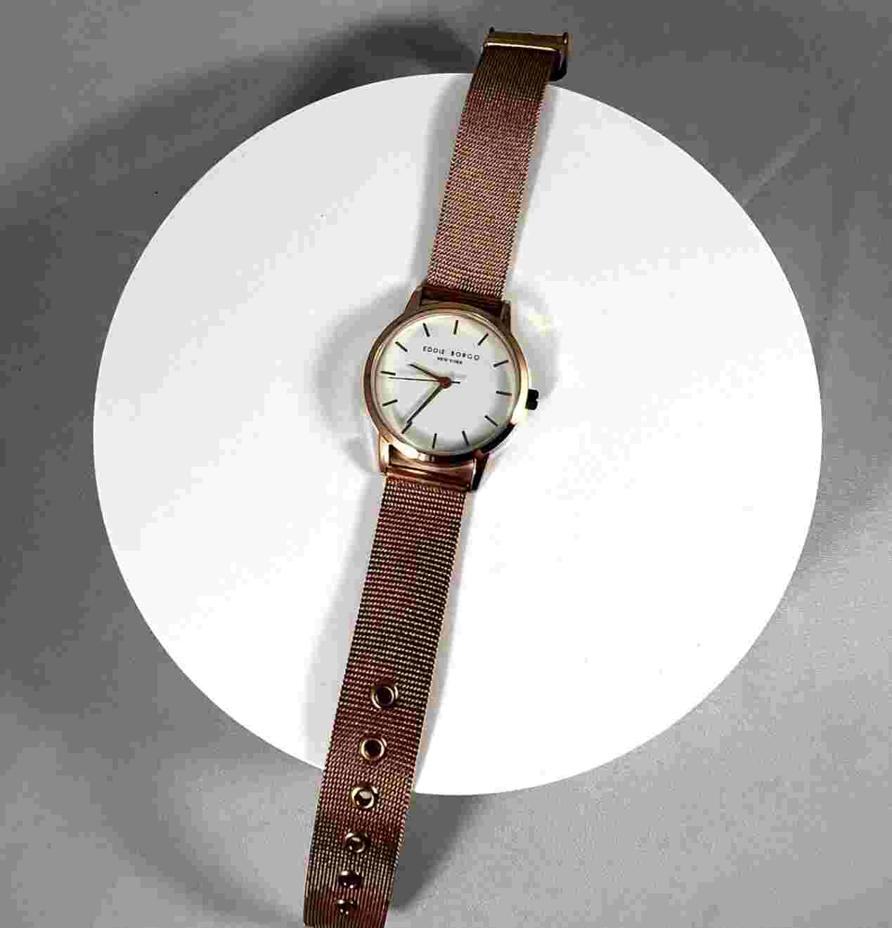 Eddie Borgo New York "The Soho" Watch Rose Gold Woven Metal Band (Needs Battery)