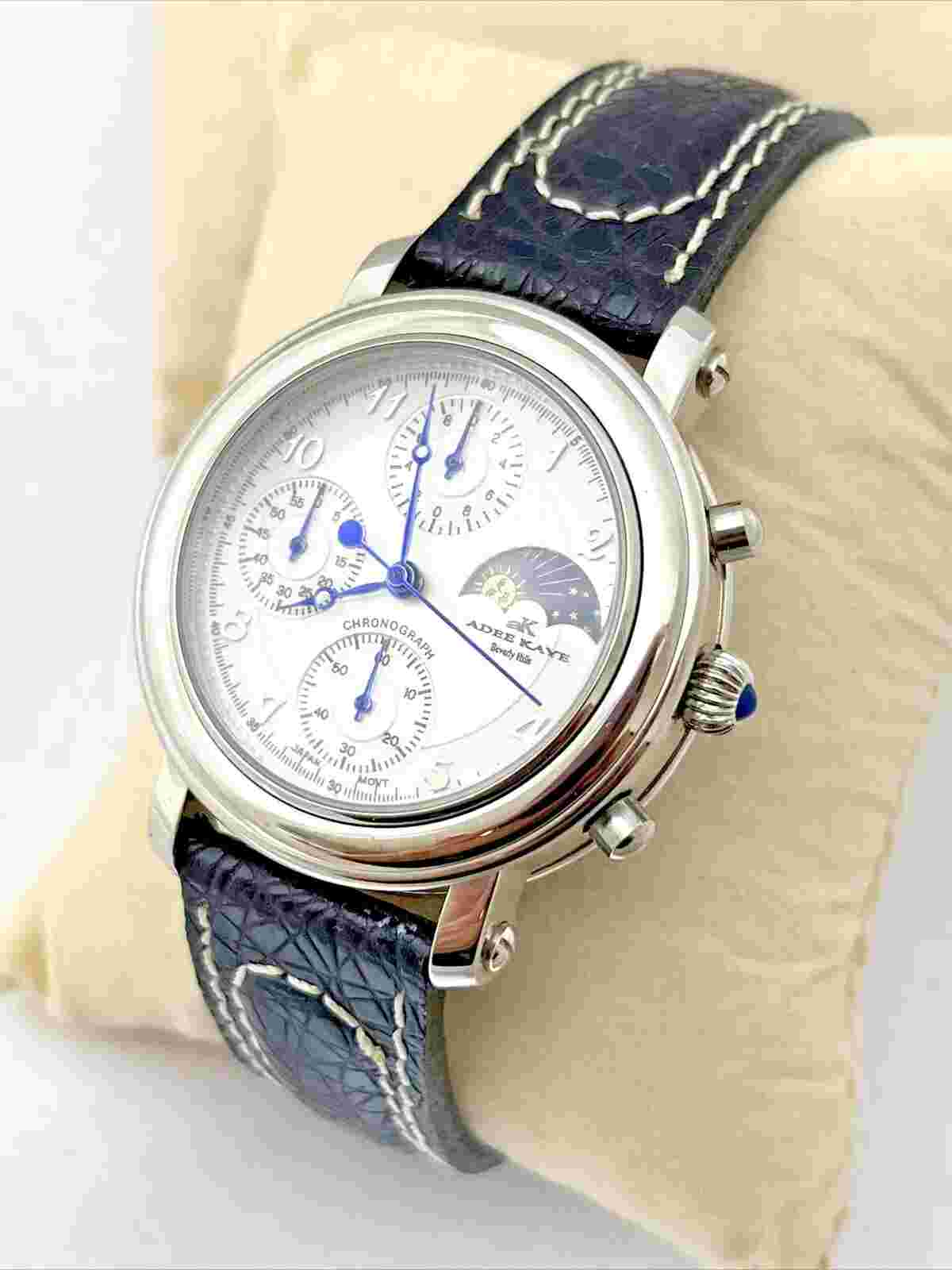 Adee Kaye Beverly Hills Chronograph Moon Phase Watch Box/Warranty Booklet