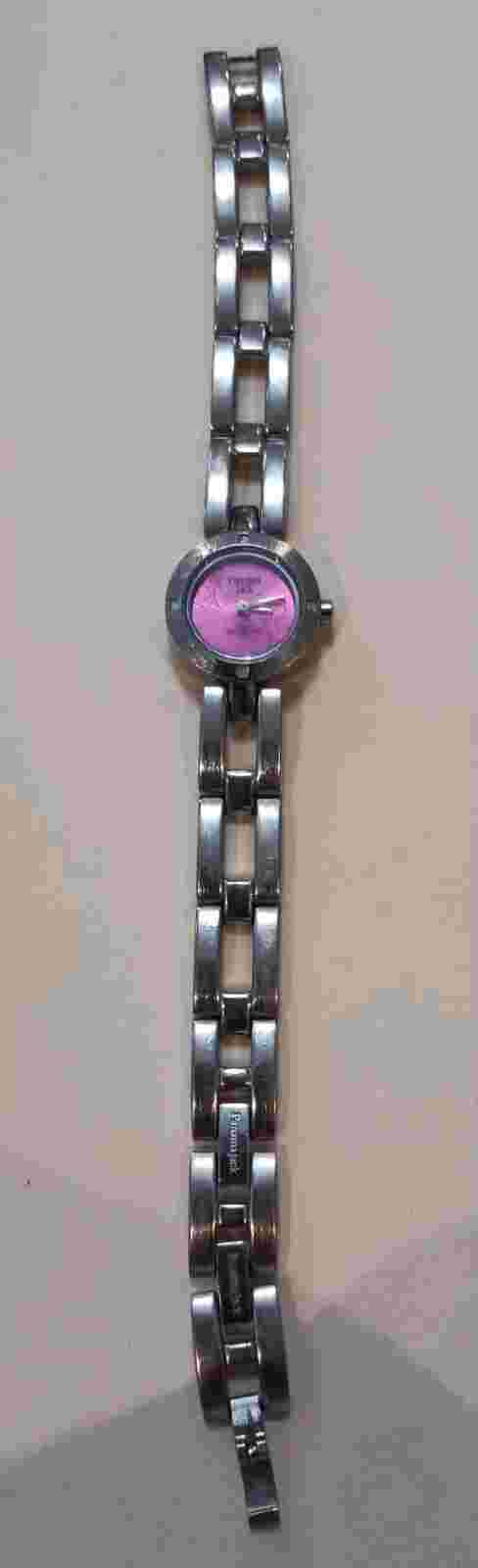 Panama Jack Womans Pink Dial Silver Tone Round 21.6mm Case Stainless St Band