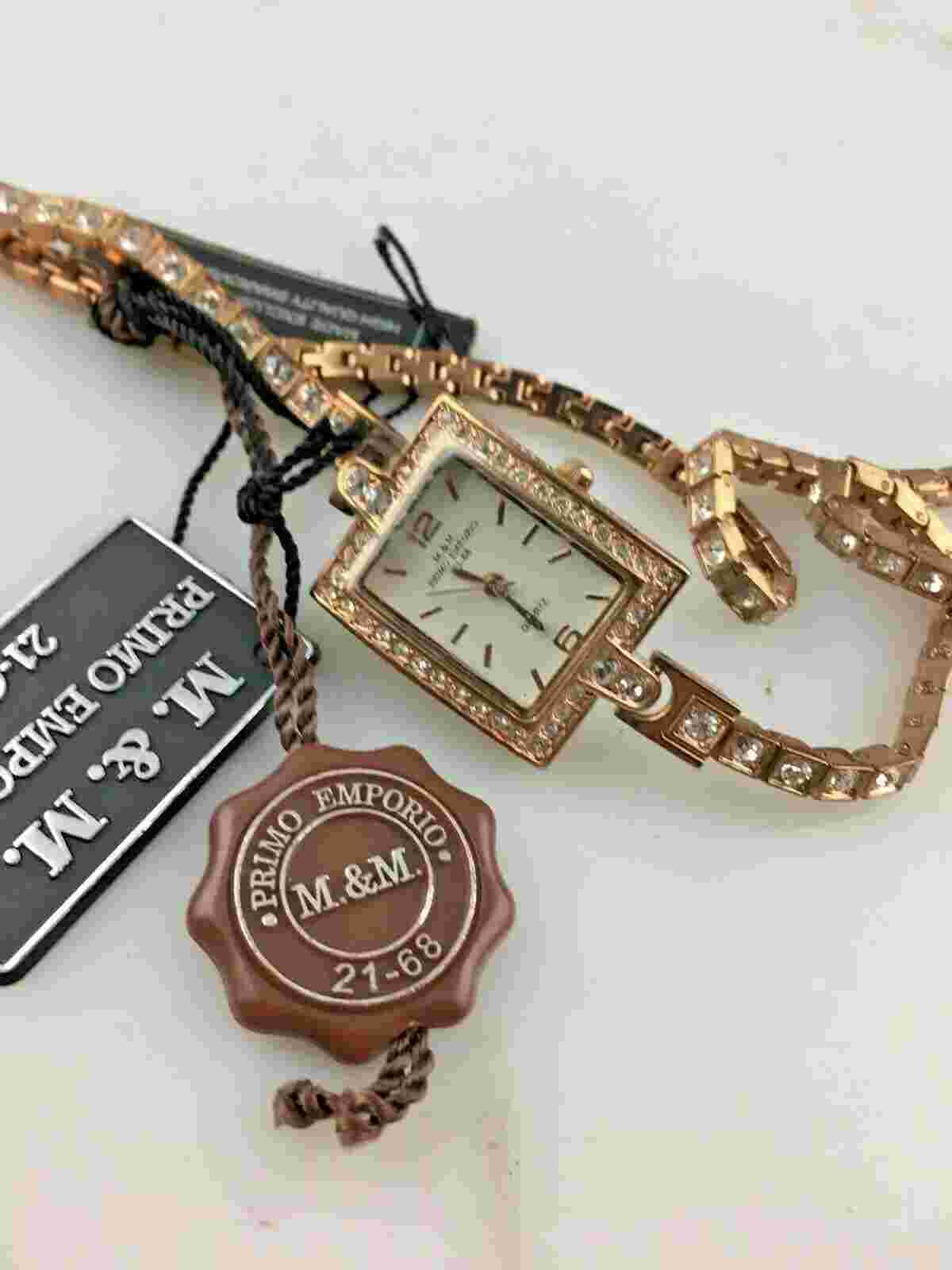 Watch M&M Primo Emporio Bracelet Quartz Women Steel New Old Stock Rhinestones
