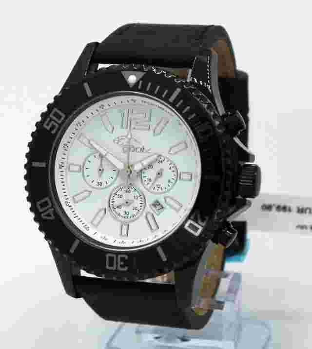 Gooix Men's Watch GX0600501A Chronograph Stainless Steel 10ATM Leather Strap New