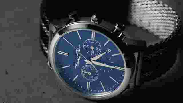 RARE THOMAS SABO CHRONO MESH BLUE DIAL GENUINE ONYX SAPPHIRE CRYSTAL MEN'S WATCH