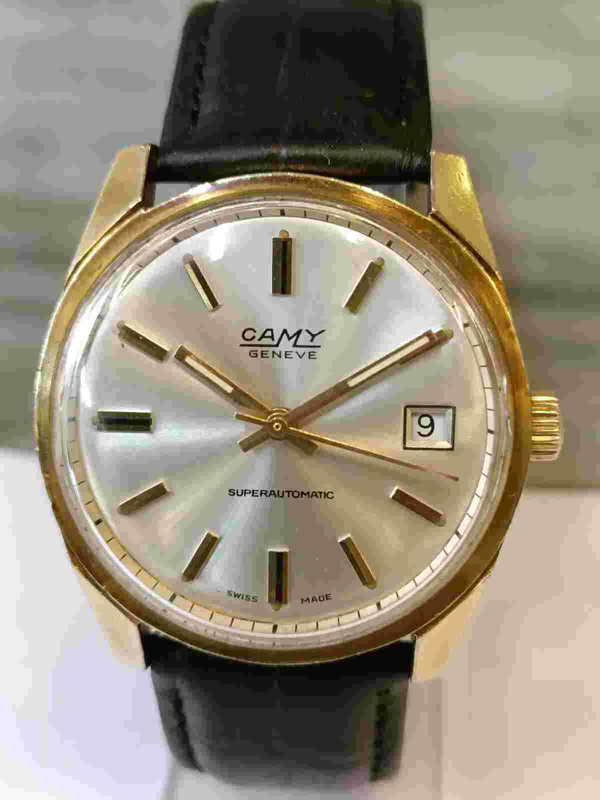 CAMY GENEVE SUPER AUTOMATIC 17 JEWELS SILVER DIAL 7455 SWISS MEN'S FULL WORKING