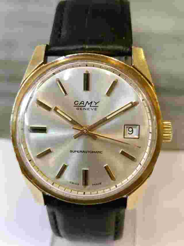 CAMY GENEVE SUPER AUTOMATIC 17 JEWELS SILVER DIAL 7455 SWISS MEN'S FULL WORKING