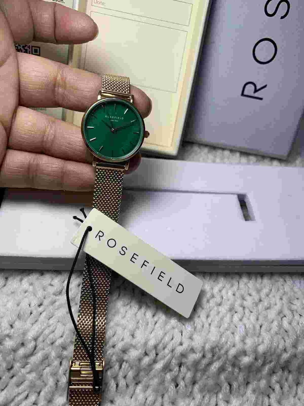 NIB 🌺 Rosefield Small Edit Emerald Mesh Gold Watch SEEGMG-SE72 $119