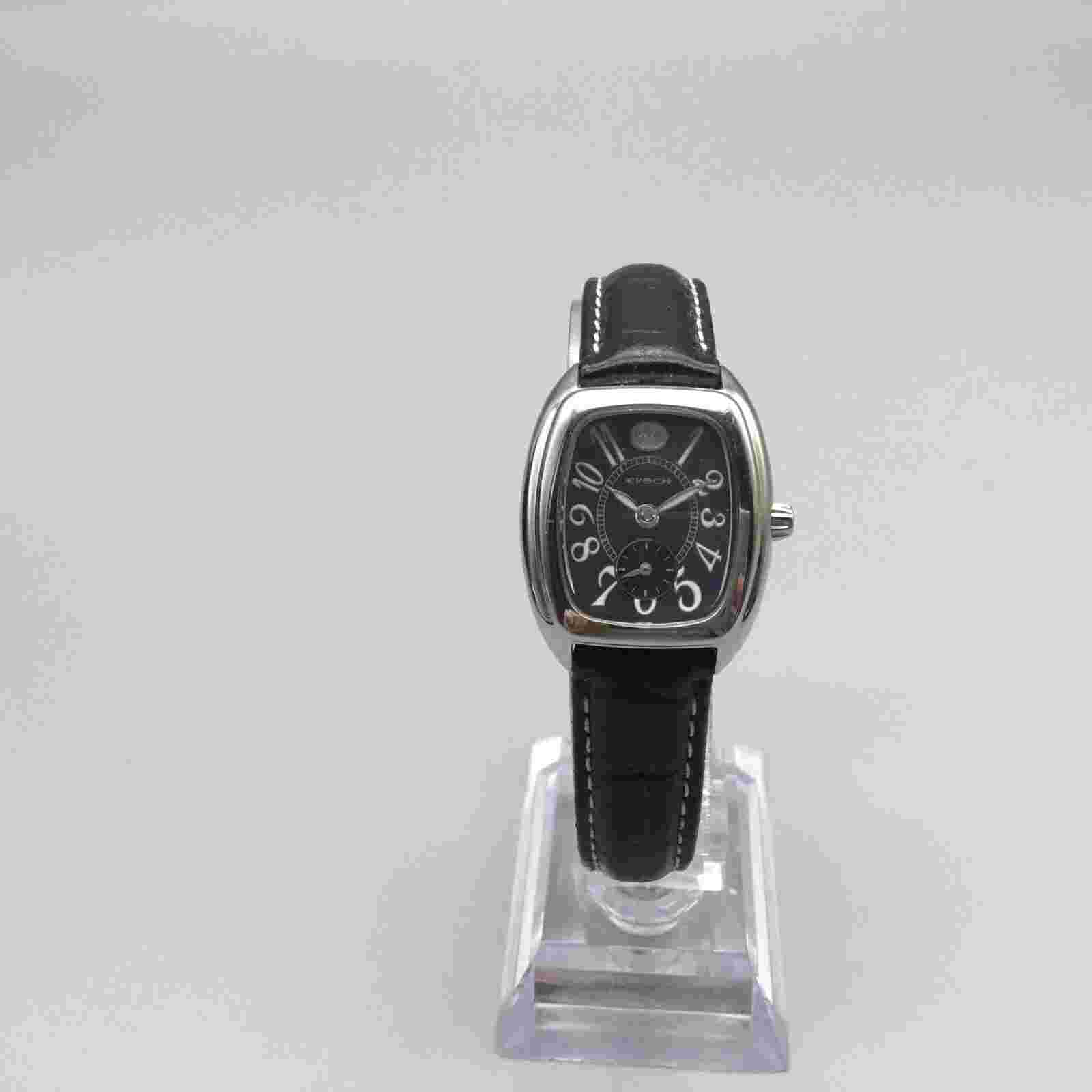 Epoch Watch Women 25mm Silver Tone Small Seconds Leather Band New Battery