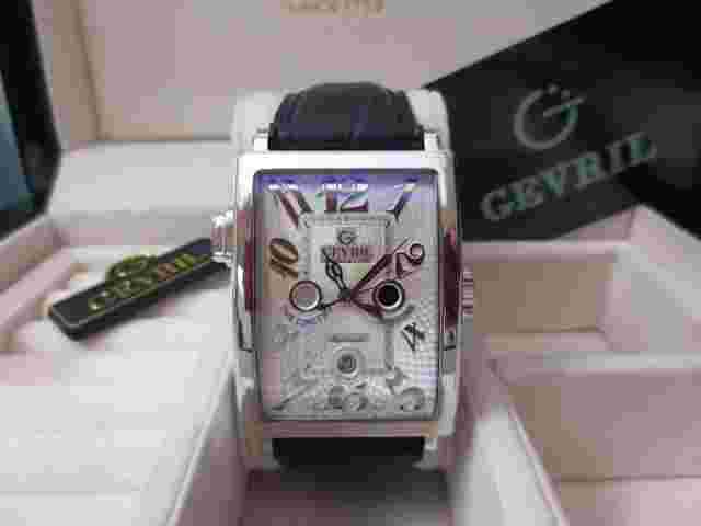 Gevril Men's 5850 Avenue of Americas Serenade 18kt White Gold Leather Watch