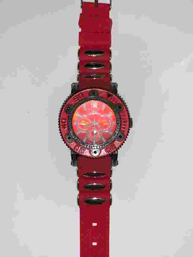 Techno King Mens Fashion Watch. New Battery. Red Silicone Band.