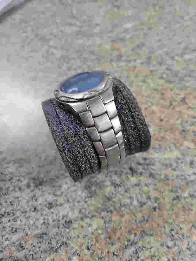 Coleman Digital Watch Men Black Brown Canvas Band New Battery READ DESCRIPTION