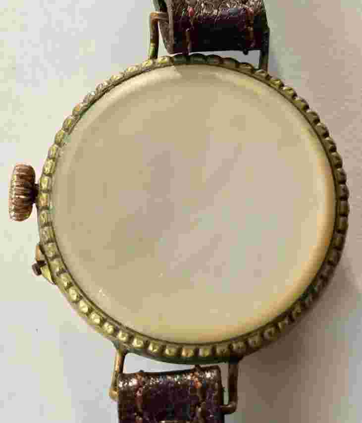 Antique Mother of Pearl Trench Watch - Medana with Red Number 12
