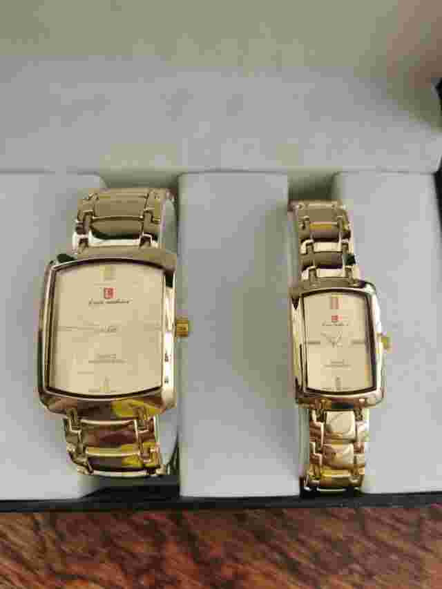 Luis Cardini Watch For Him & Her Metal Link Stylish Set of Watches For Couples