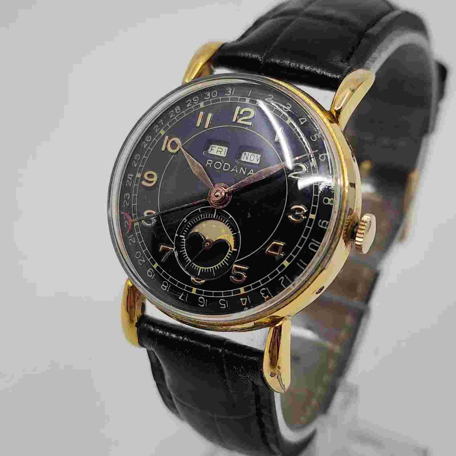 Rodana Vintage Triple Calendar Moonphase Manual Wind Watch