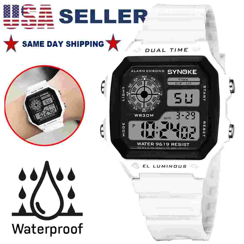 Waterproof Digital Sports Mens Watch Military Tactical LED Backlight Wristwatch