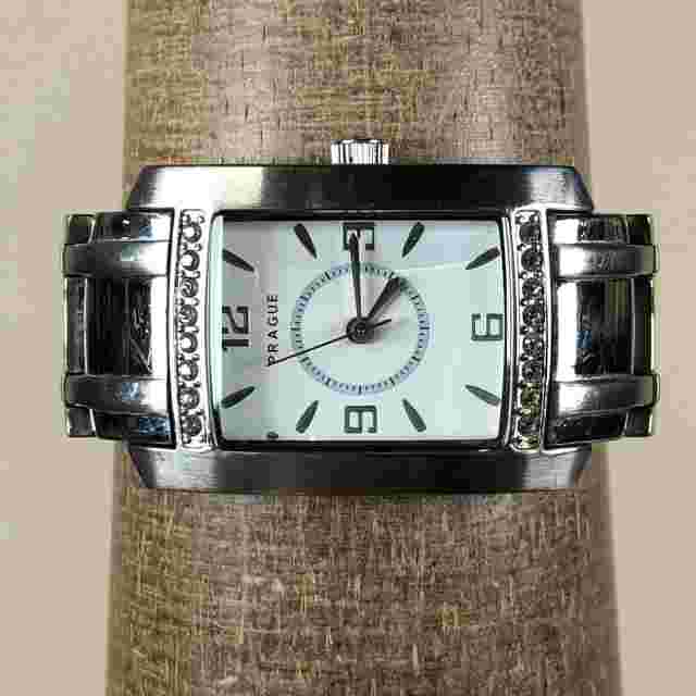 Prague Women D5778-02B Dress Diamond Bezel Silver Tone 25mm Quartz Analog Watch