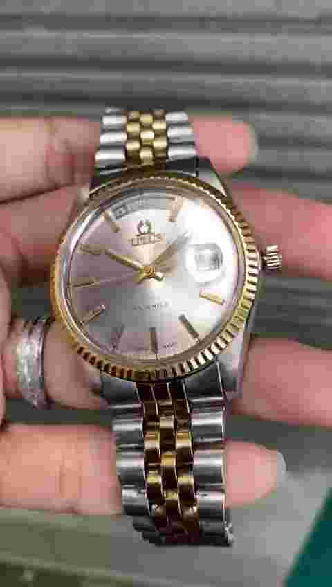 RARE Titus Matic President Day Date Dual Tone Automatic Swiss Vintage Men Watch