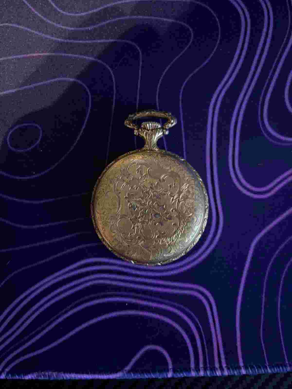 Pre owned Arnex 17 Jewel Incabloc Swiss Pocket Watch~Fisherman Gold Plated.