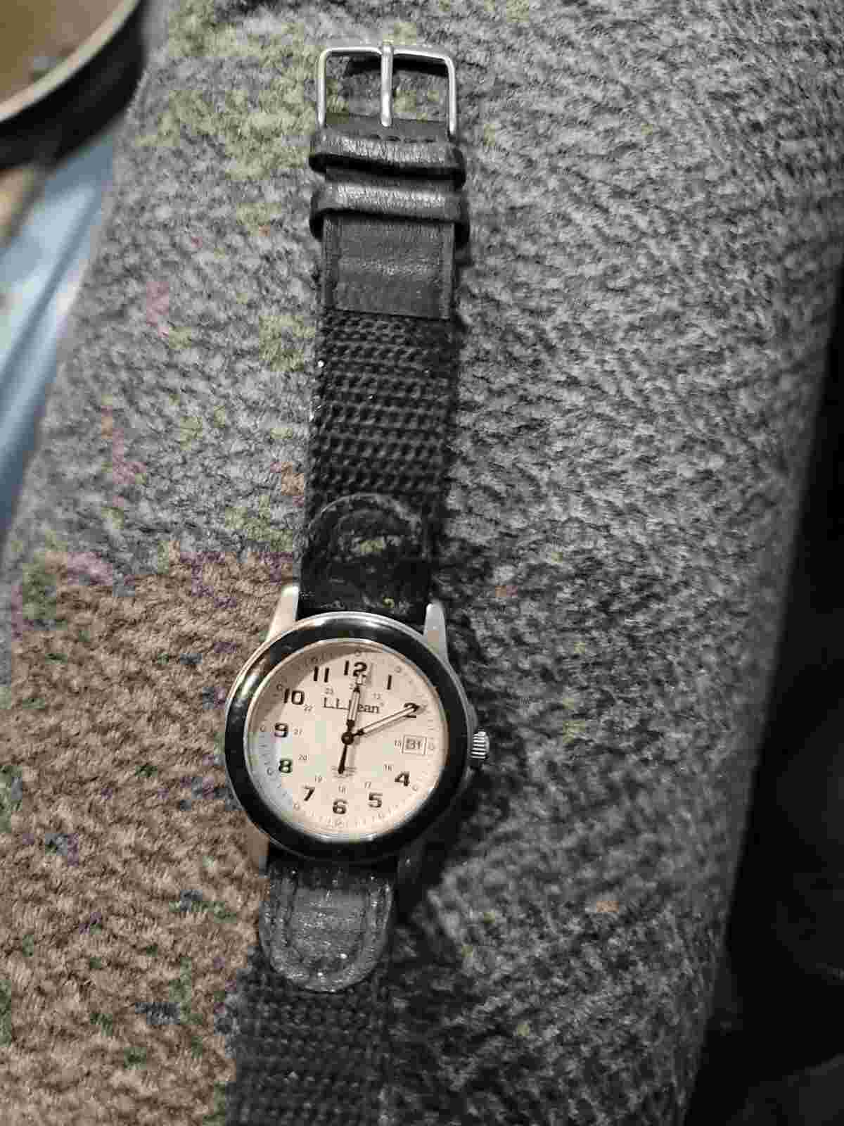 Ll Bean Vintage Watch Black White Quartz Wristwatch Mens Outdoor Tradition