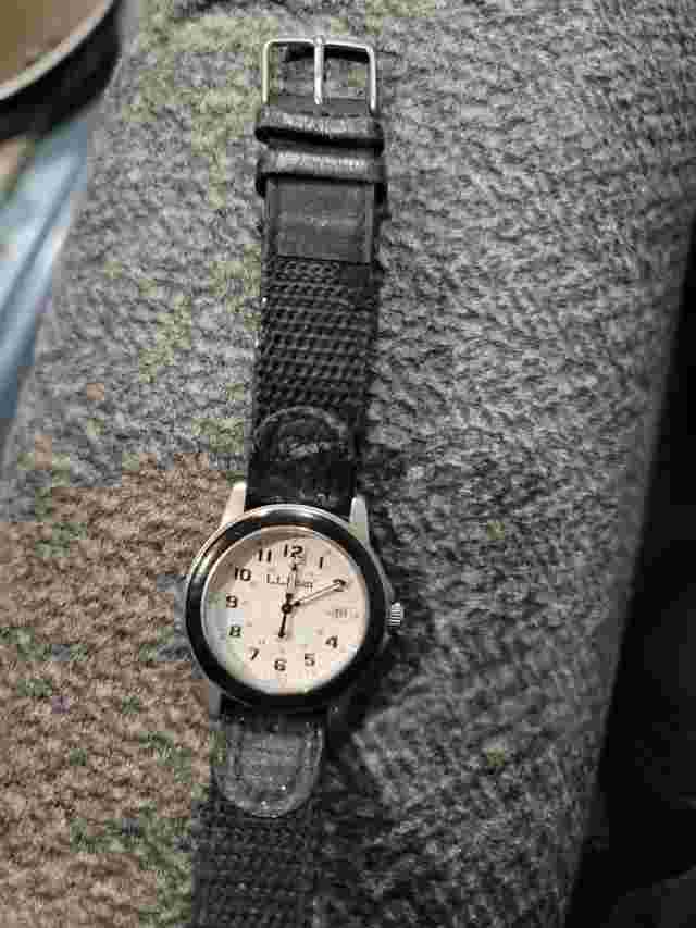 Ll Bean Vintage Watch Black White Quartz Wristwatch Mens Outdoor Tradition