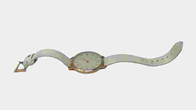 H&M Ladies Watch in Gold with White Faux Leather Straps