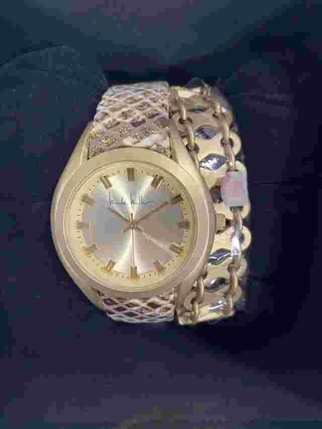 Nicole Miller Women's NMC007F 'Whitney' Gold Double Wrap Analog Watch