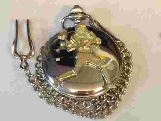 American Football Long Throw GT17 Pewter on a Silver Pocket Watch Quartz fob