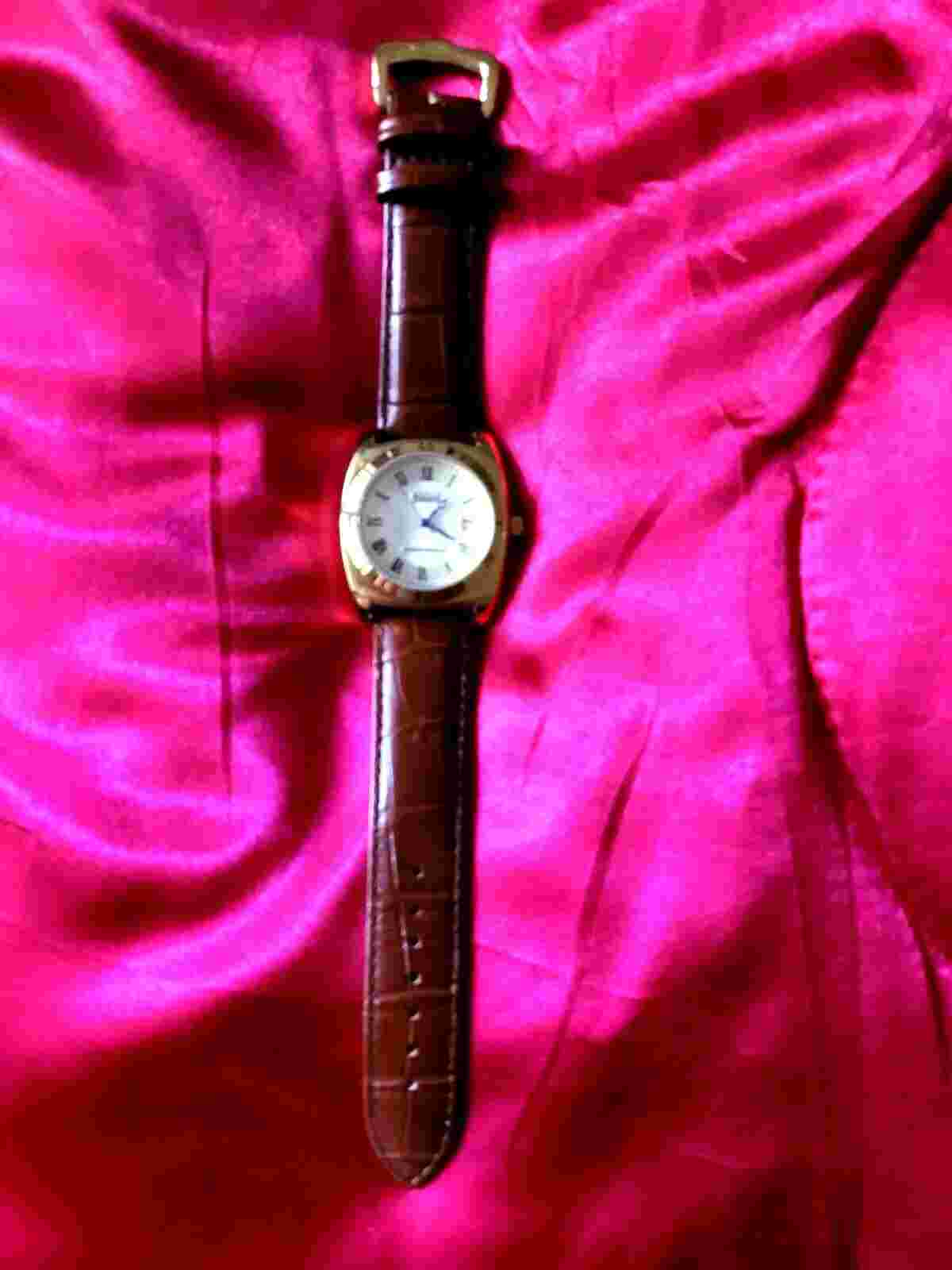 ⚡️NEW IN BOX RARE Stauer 30021 Date Leather/Gold Plated Men's Watch