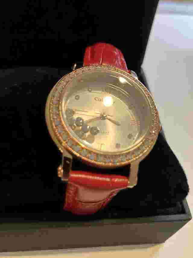 Women’s Wrist Watch With Red Leather Strap