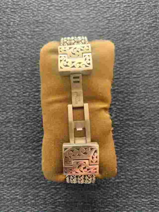 Lois Hill Watch Sterling Silver Bracelet With Pink Face