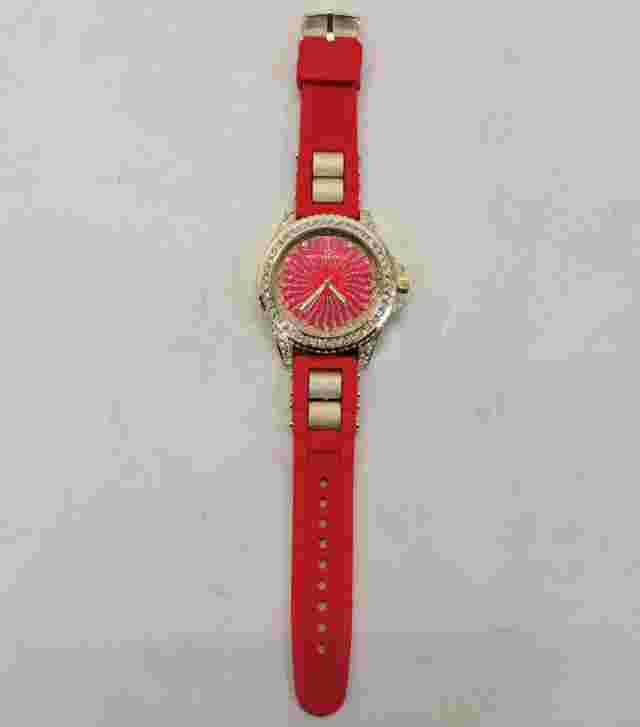 Montres Carlo Men's 53mm Big Face Quartz Watch - Red Silicone Band, Model 51586