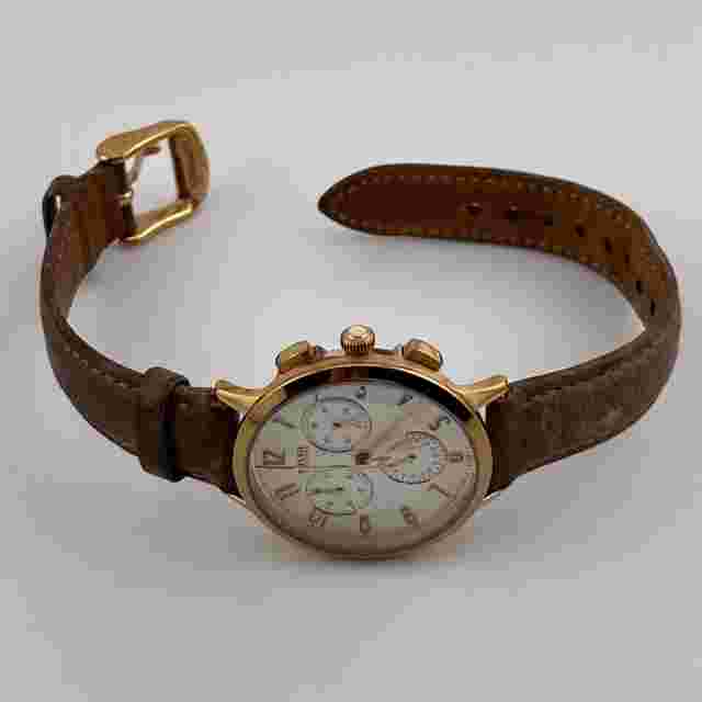 Fossil Womens Watch CH3016 Chronograph Date 34mm Case Brown Leather Band Quartz