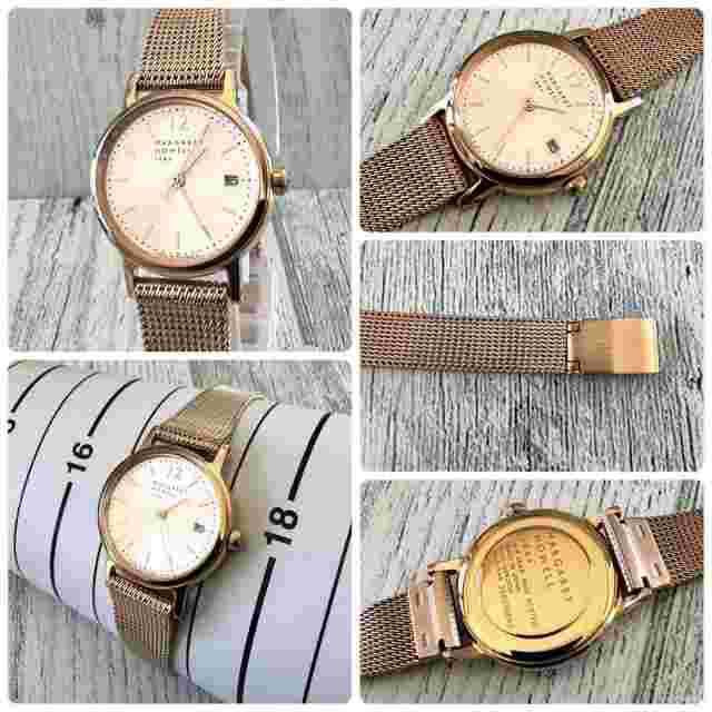 [Works OK] MARGARET HOWELL wristWristwatch pink gold round JAPAN USED