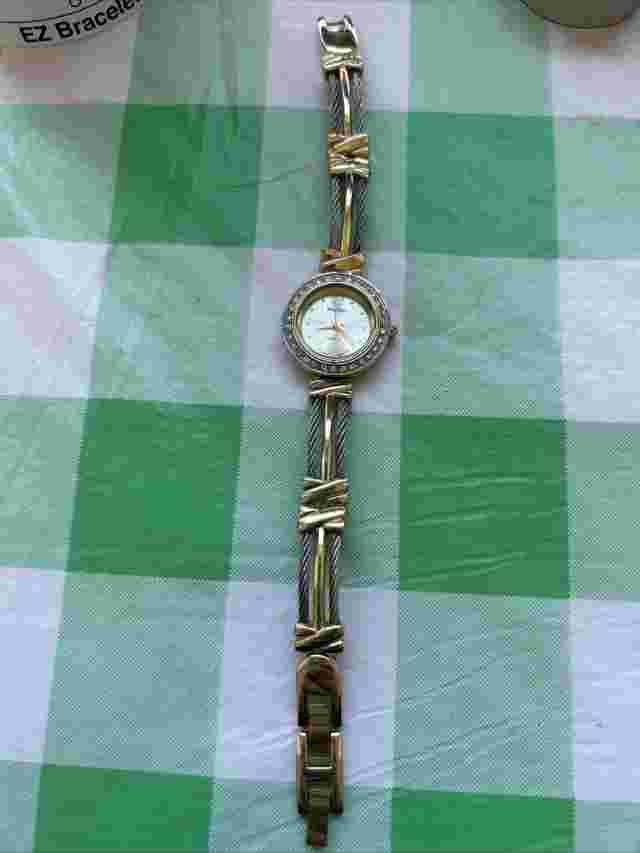 Mayfair Gold And Silver Tone Rhinestone Bezel Women’s Quartz Watch