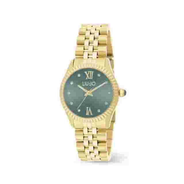 Womens Wristwatch LIU JO Luxury TINY TLJ2136 Steel Golden Green Swarovski