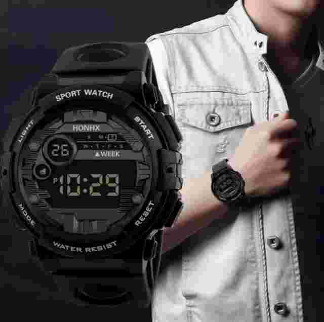 Mens Watches Black Military Style Army Walking Sport Digital Watch Waterproof UK