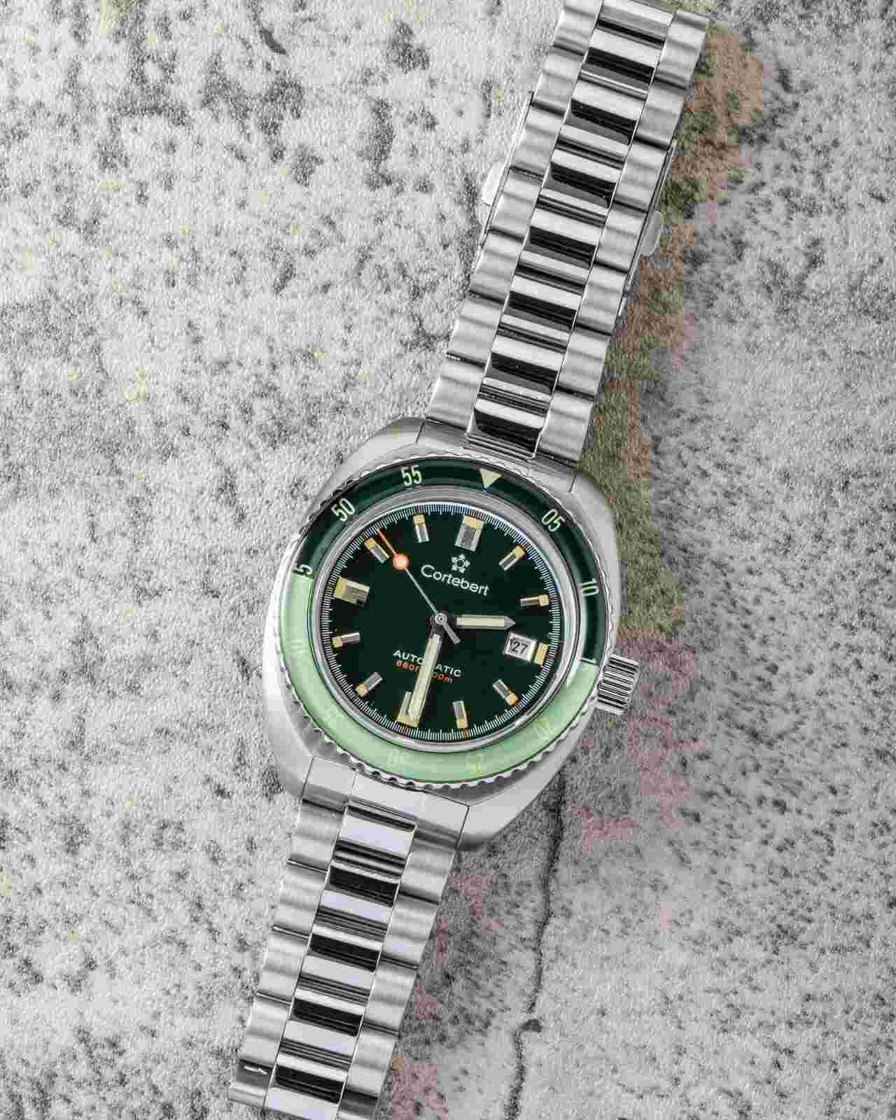 NEW Men's CORTEBERT Clipper Malachite Green Automatic Date 42mm All Steel Watch