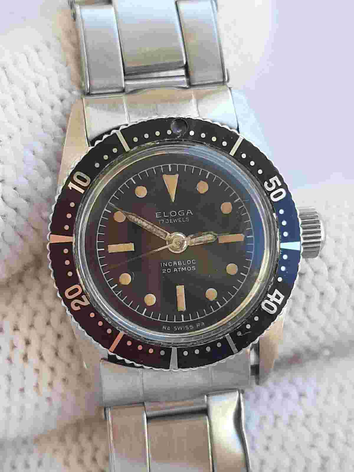 ELOGA WATCH DIVER 20 ATM MANUAL CAL.AS 1240 LADIES SWISS MADE JUST SERVICED
