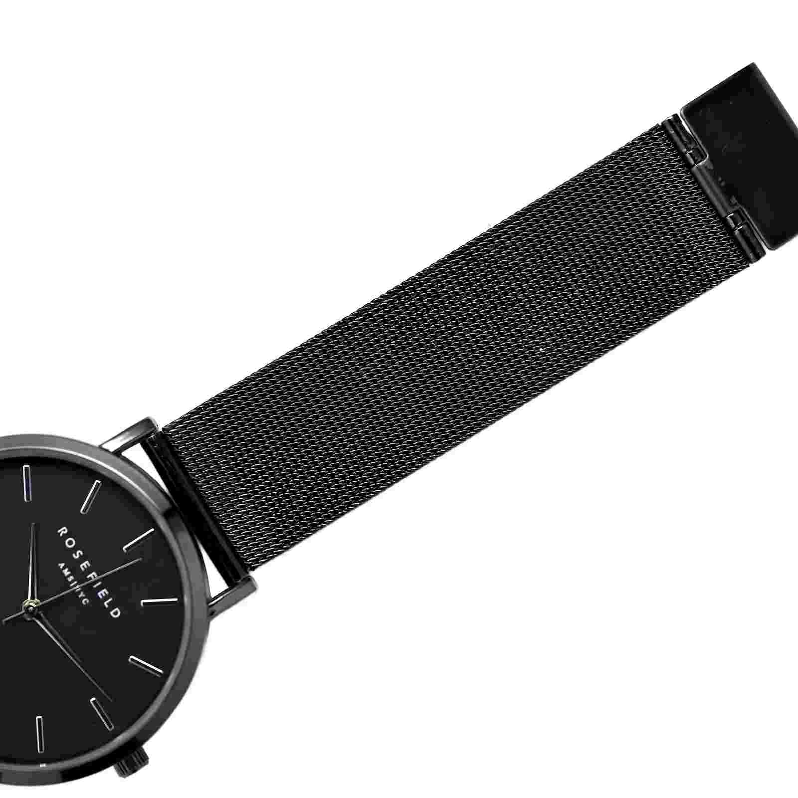 Rosefield Wrist Watch NYC Black Dial 41mm Steel Mesh Bracelet