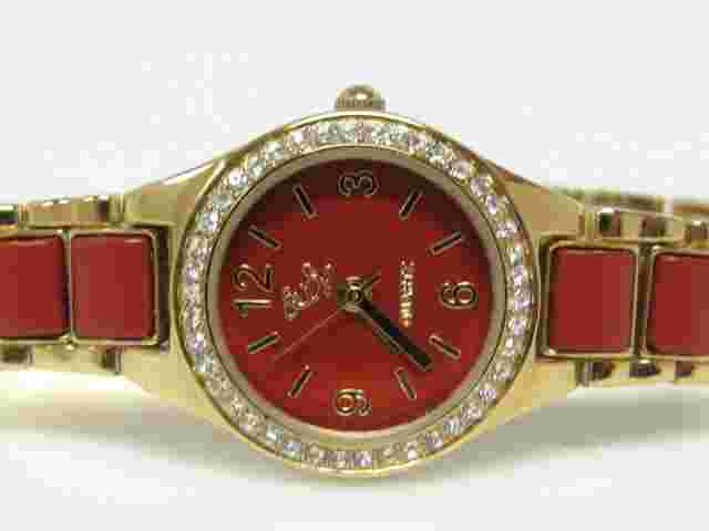 Colleen Lopez Gemstone and Band Watch Goldtone