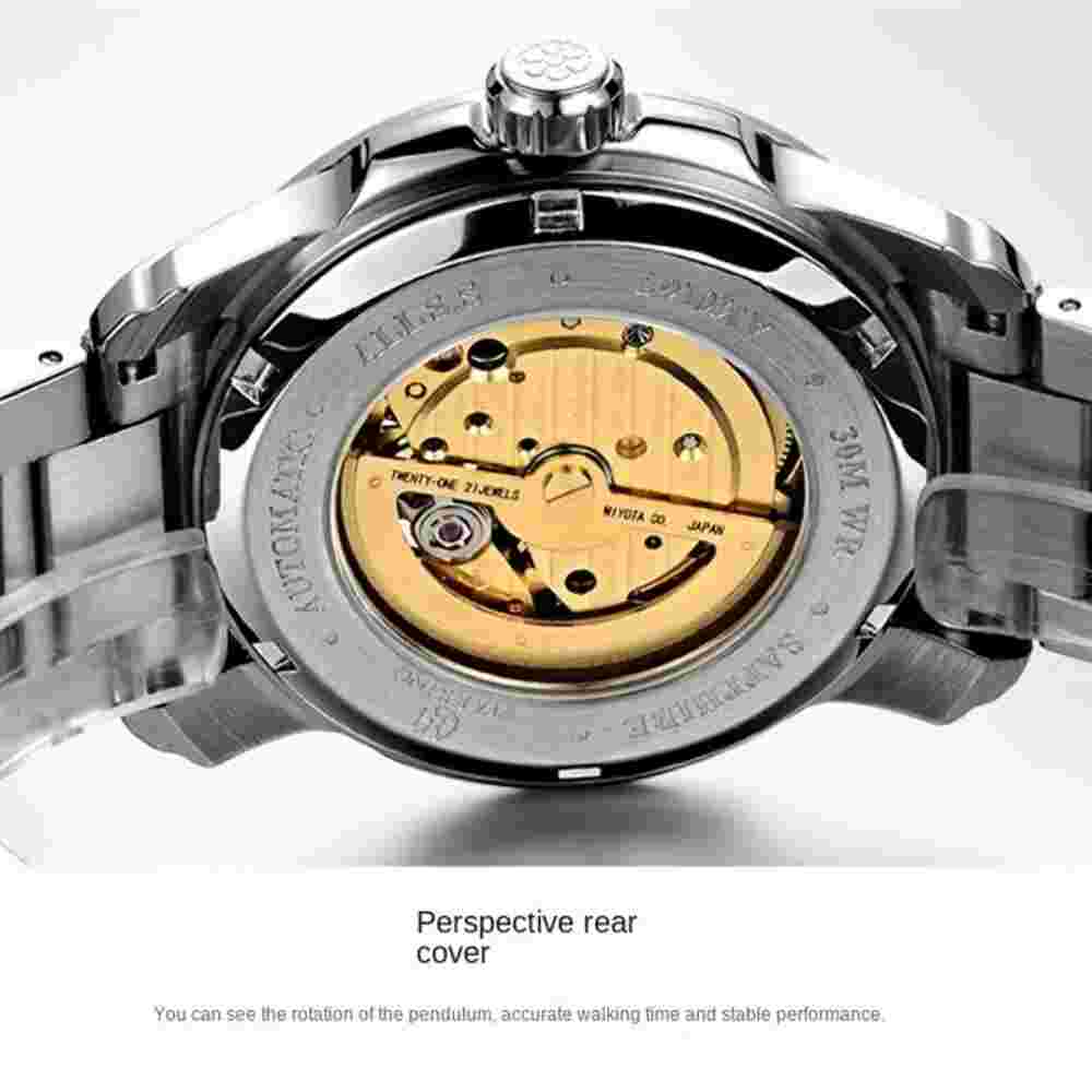 Men's Automatic Mechanical Watches Miyota 82S7 Movement Luminous Sapphire Glass