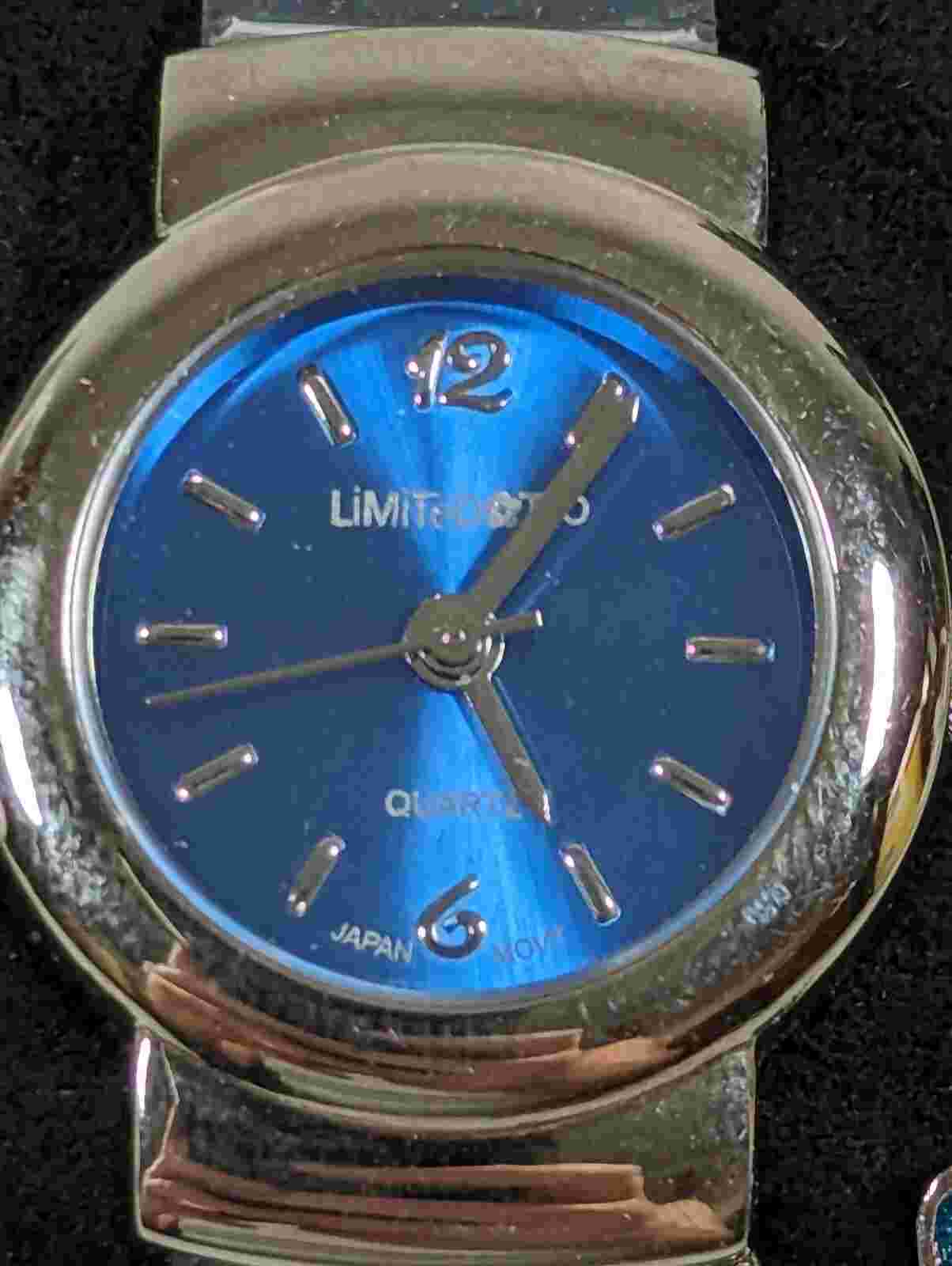 Limited Too Blue Dial Round Silver Tone Case Butterfly Charm Blue Band Watch