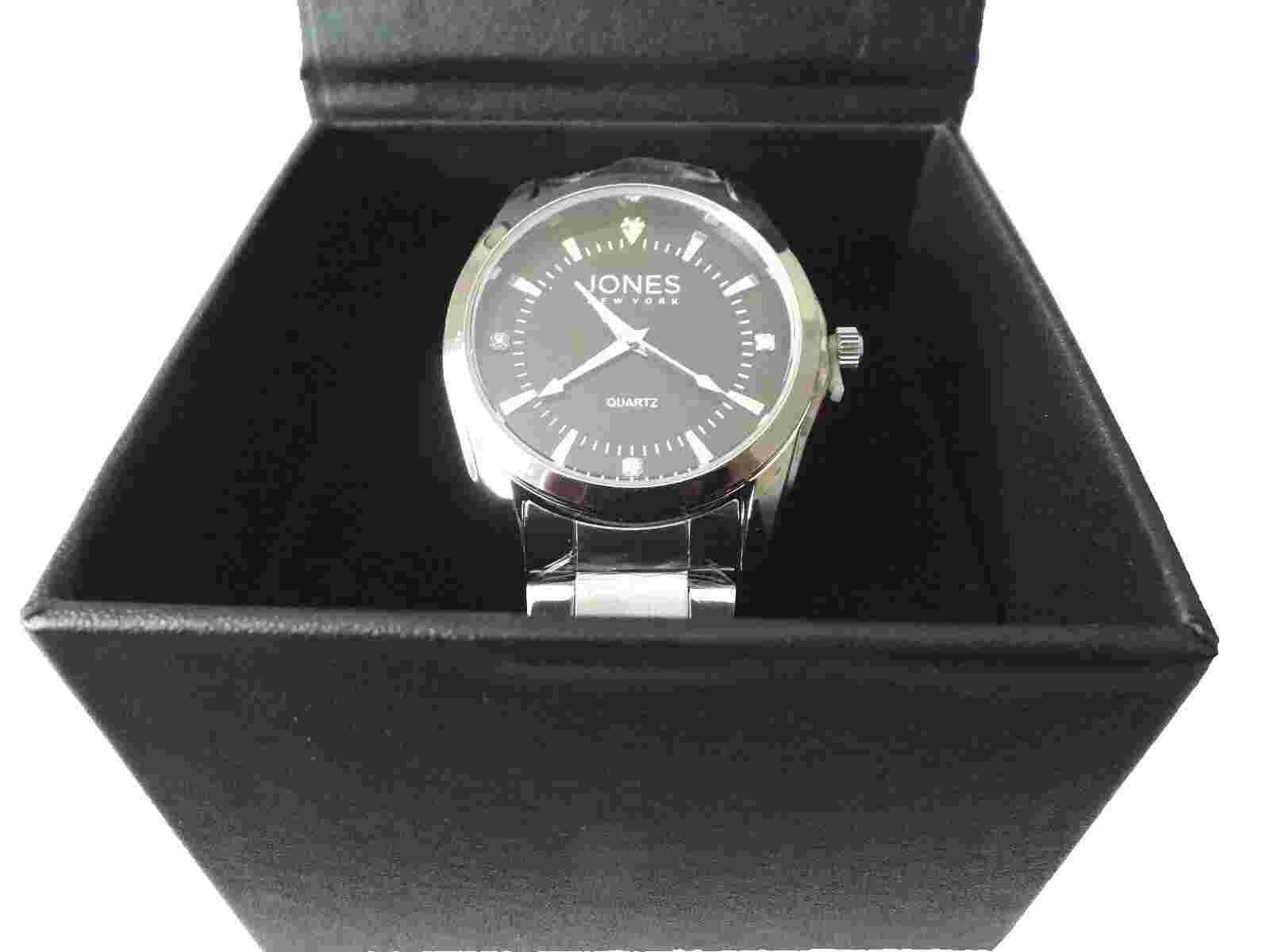 NEW***JONES NEW YORK Alexander Man's WATCH stainless steel black dial!!