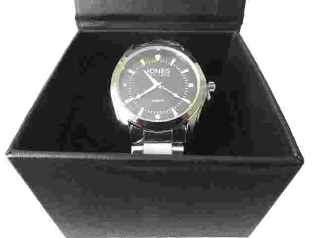 NEW***JONES NEW YORK Alexander Man's WATCH stainless steel black dial!!